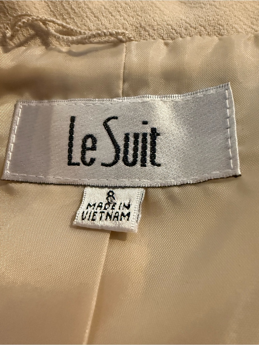 Le Suit Pantsuit Women's Size 8 Cream & Black 2-Piece Set Blazer & Pants - Picture 8 of 16
